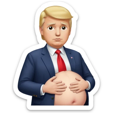 pregnant donald trump rubbing his belly sticker