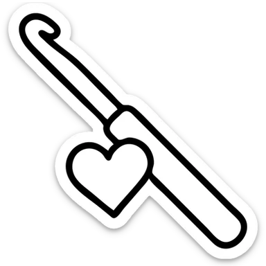 crochet hook with a heart accent sticker