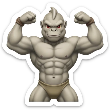 Machop Pokémon flexing arms sticker