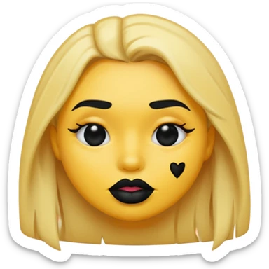 an emoji with black lipstick kiss marks on face sticker
