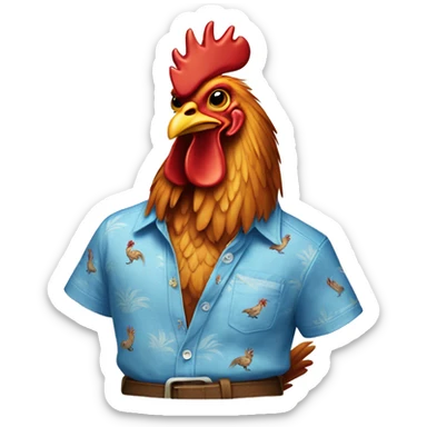 Rooster wearing a blue Tommy Bahama shirt sticker
