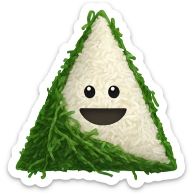 Rice in a triangle wrapped with seaweed sticker