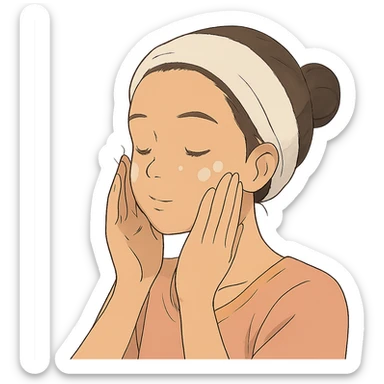 moça fazendo skincare, atmosfera suave e delicada sticker