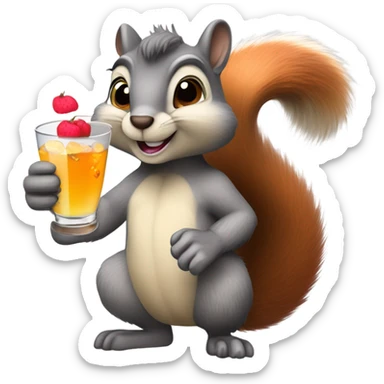 Squirrel drinking alcohol  sticker