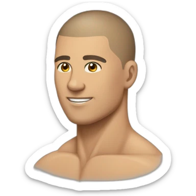 buff man body buzz cut hair waterpolo sticker