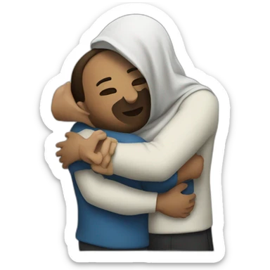 A hebrew hugging a Palestinian sticker