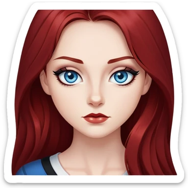 Long dark res hair, blue eyes, sharp black eyeliner Baddie sticker