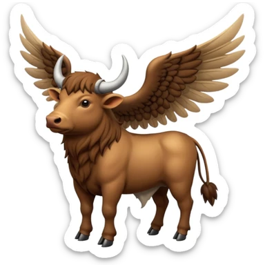 4 legged winged ox emoji light brown body visible too with wings on back sticker