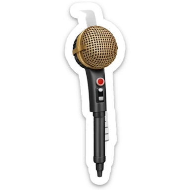 minimalist, flat iconography design; suitable to be used as an emoji/reaction in chat: a document with a folded corner and horizontal lines, outlined in a brick pattern. At the top center of the document is an icon indicating ai. In front of the document a microphone icon sticker