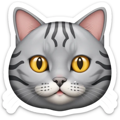 Generate an emoji of a British Shorthair cat with a gray stripe sticker
