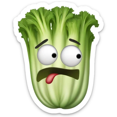 Celery with an angry face sticker