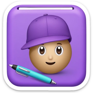 A plastic brown ball cap and the long rectangle purple. (With a pen) And looks like a BFDI style sticker