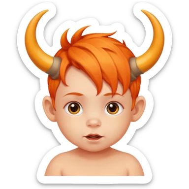 baby with horns and orange hair sticker