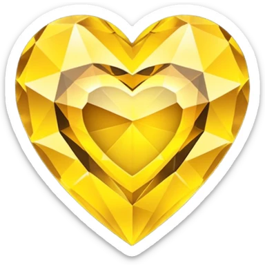 yellow heart with a faceted gem look sticker
