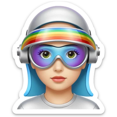 silver simulation rainbow visor goggles sticker