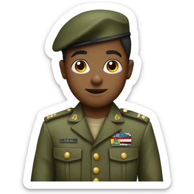 a boy in a military uniform sticker