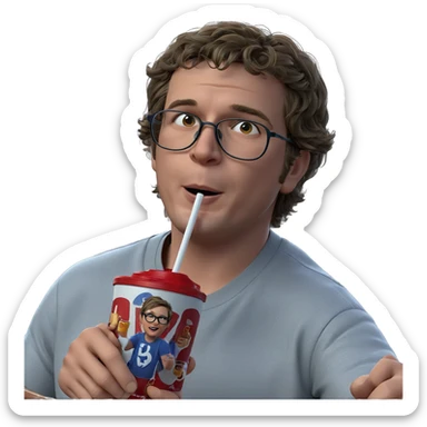 boy with drink and glasses sticker