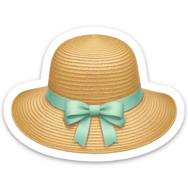 A woven sun hat with a pastel ribbon sticker