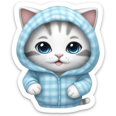 cutest cat with pajamas cute sweet soft blue and white sticker