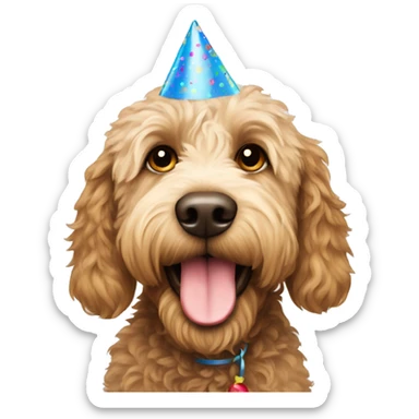 labradoodle wearing birthday hat sticker