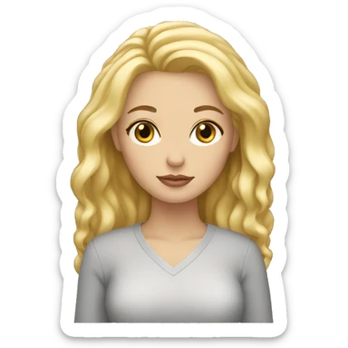 thinking white woman blonde hair sticker