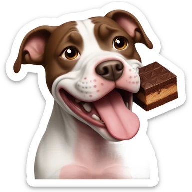 Pitbull eating a brownie sticker