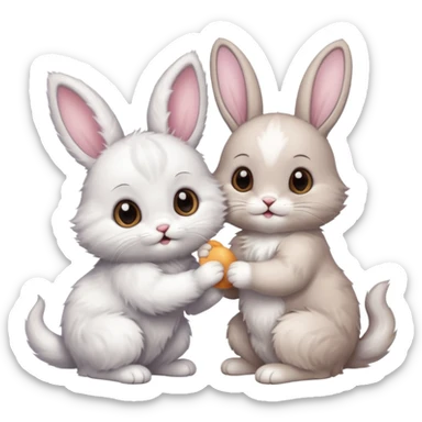 Kitten a bunny friends sticker