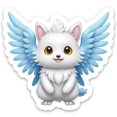 White furry cute kawaii winged Fakémon-creature (full body) sticker