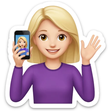 Girls saying bye with a phone on her hand  sticker