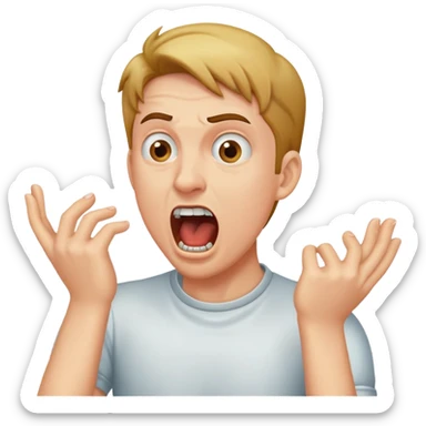 guy have hands on throat screaming sticker