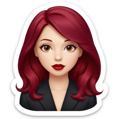 Open


Open


Open


Open
Draw a young glamorous woman with LONG burgandy cherry cola hair in a centre hair part styled slightly wavy sticker