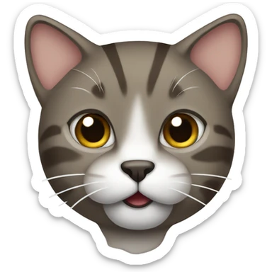 brown/greyish cat with white under his mouth sticker