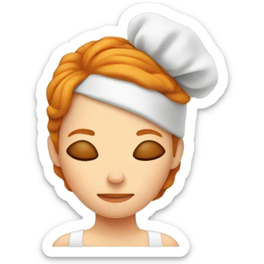 Ginger emoji woman sleeping while cooking sticker
