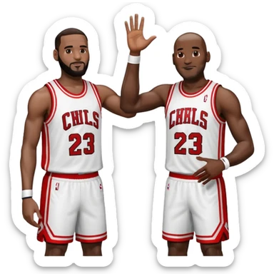 LeBron James and Michael Jordan high fiving sticker