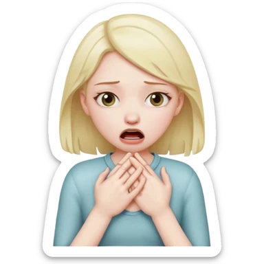 A girl choking herself with her hands sticker