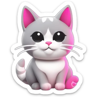 Gato gris con manchas blancas nariz rosa y smokin sticker