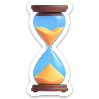 A visual representation of time passing: an hourglass with sand falling, or a clock with spinning hands, symbolizing the flow of time. sticker