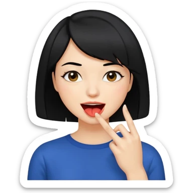 Chicas con pelo negro y corte bob haciendo que se muerde el dedo de manera picara sticker