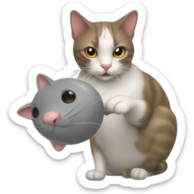 Cat tries to catch mouse sticker