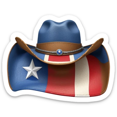 Texas flag with cowboy hat on it sticker