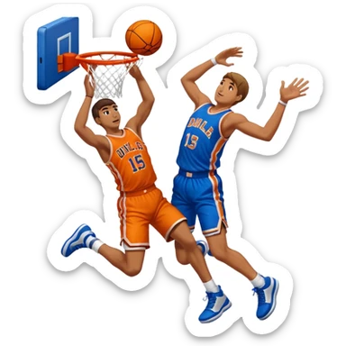 Mam dunking a basketball on top on another man sticker