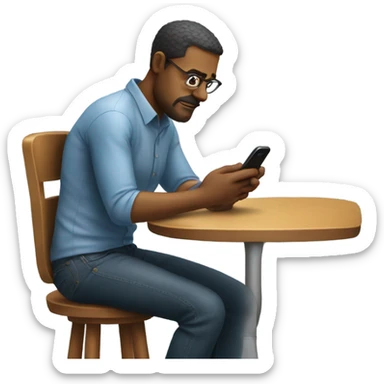 A guy sitting on a barstool looking at his phone  sticker