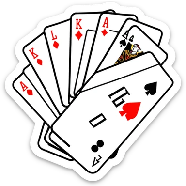 Canasta card game player with excited expression and cards sticker