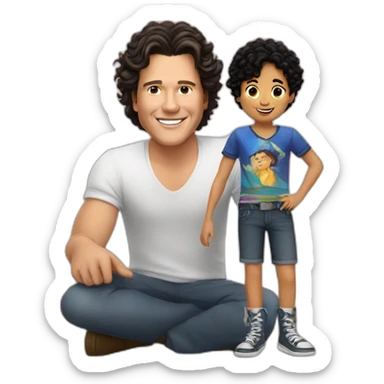 Carlos vives with a young boy colombian short black hair sticker