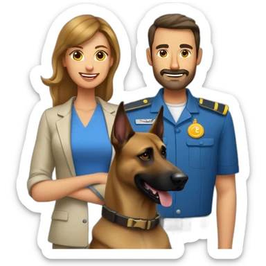 Un malinois avec son maître qui boit un ricard sticker