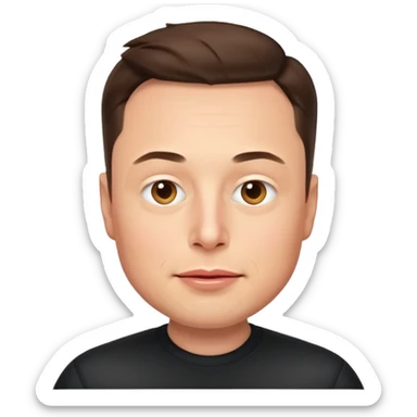 Elon Musk as an emoji, simplified facial features, expressive, no text sticker