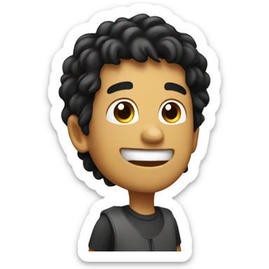 happy guy with a goatie and black hair waving sticker