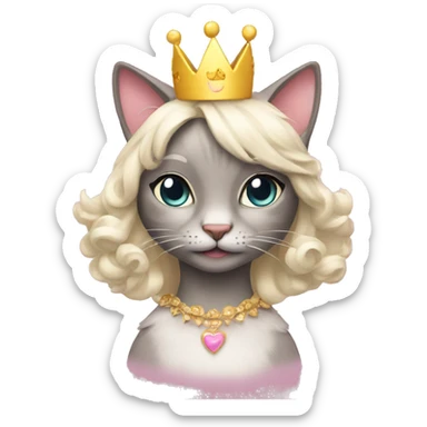Cat birthday princess sticker
