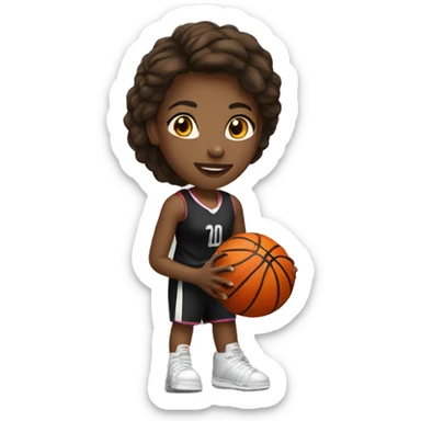 write female basketball player in action with black shirt sticker
