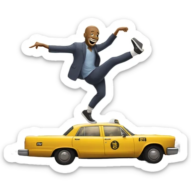 Man dancing on top of taxi  sticker